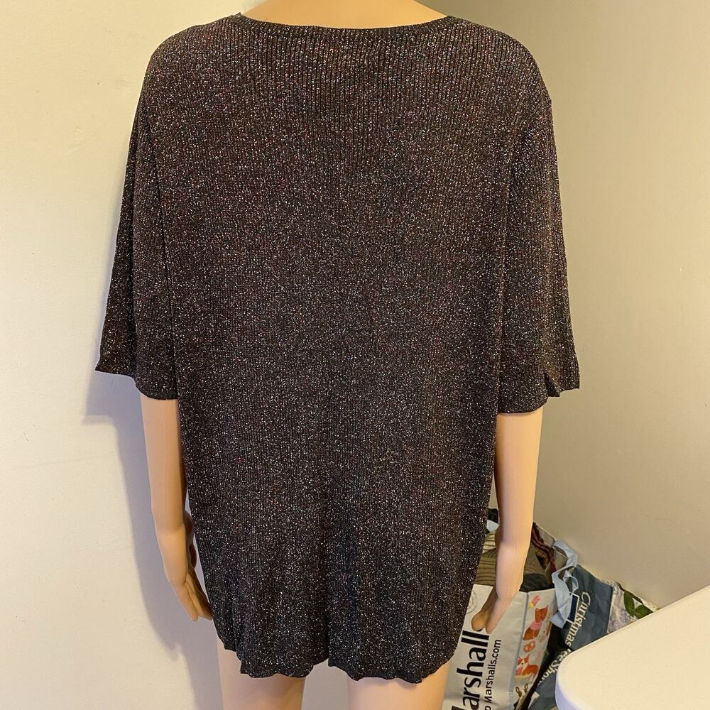 August Silk Knits Womens Cream Silk Knit V-Neck Pullover T-Shirt Size 1X - Picture 6 of 8